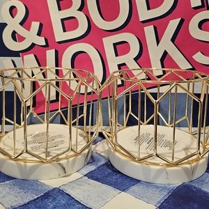 2 hexagon 3 wick candle holders from bath and body works